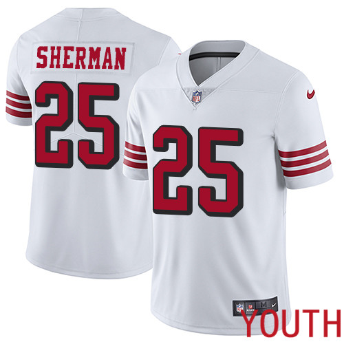 San Francisco 49ers Limited White Youth Richard Sherman NFL Jersey #25 Rush Vapor Untouchable